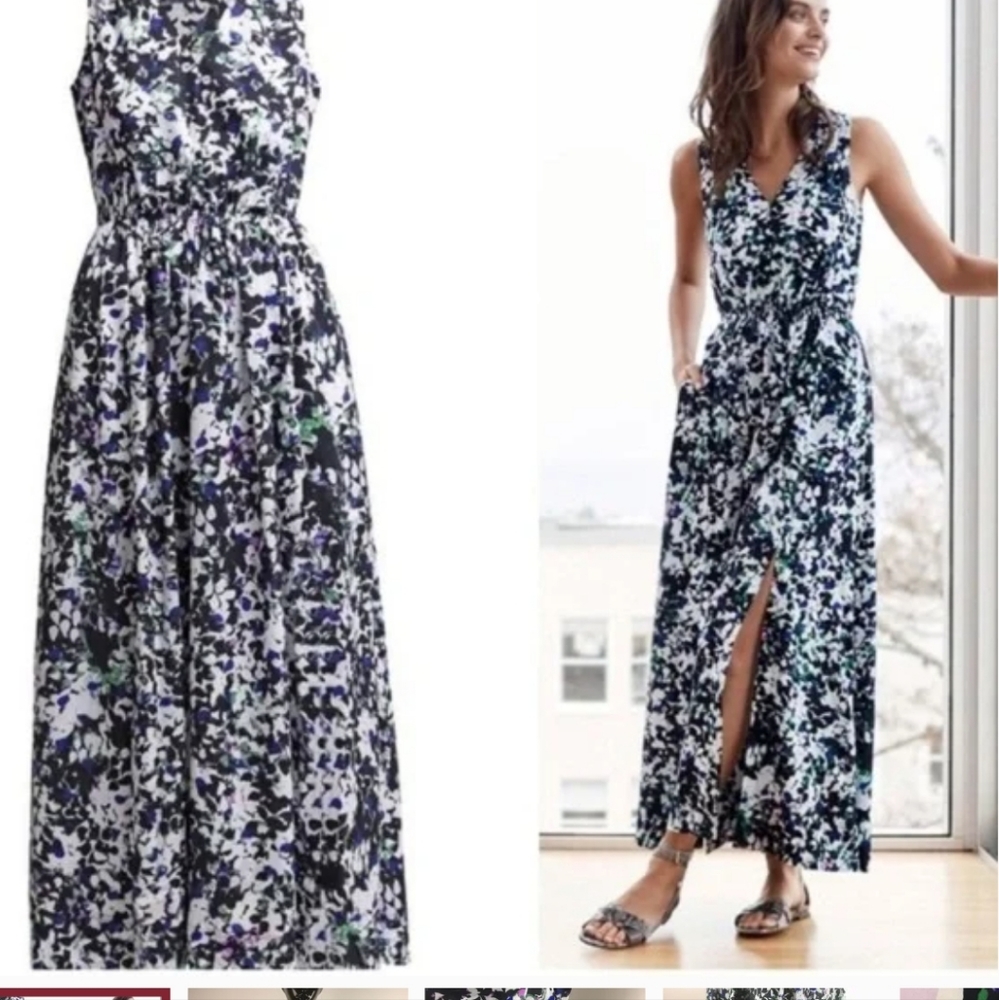NEW BANANA REPUBLIC Jaden Floral Print Washable Sleeveless Maxi Dress Size 8